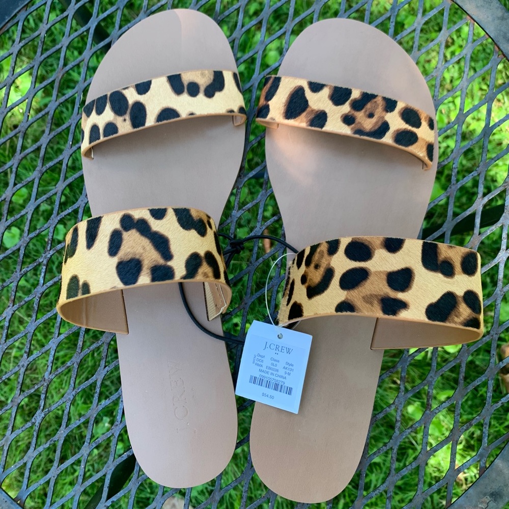 J.Crew Calfhair Easy Summer Slide Sandals. NWT